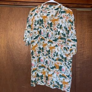 XL Funky Print Short Sleeve Button Down